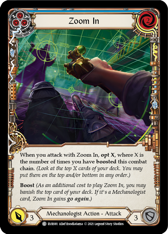 Zoom In (Blue) | Common [Rainbow Foil] - First Edition