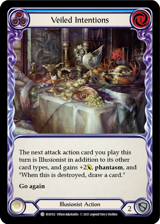 Veiled Intentions (Blue) | Common [Rainbow Foil] - First Edition
