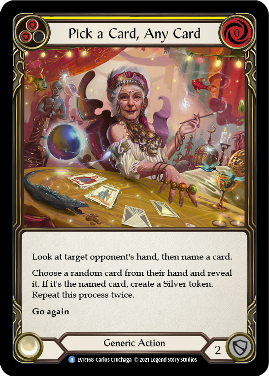 Pick a Card, Any Card (Yellow) | Rare [Rainbow Foil] - First Edition