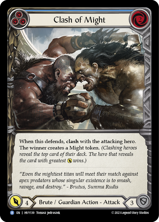 Clash of Might (Blue) | Rare [Rainbow Foil]