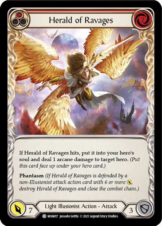 Herald of Ravages (Red) | Common [Rainbow Foil] - First Edition