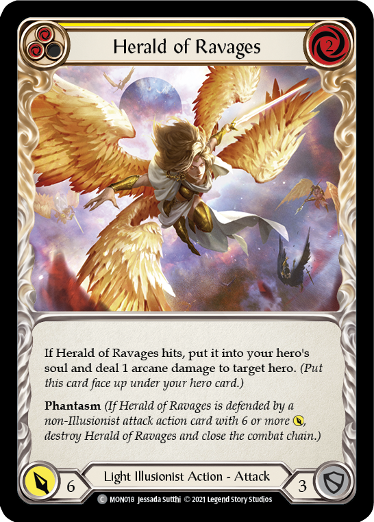 Herald of Ravages (Yellow) | Common [Rainbow Foil] - First Edition