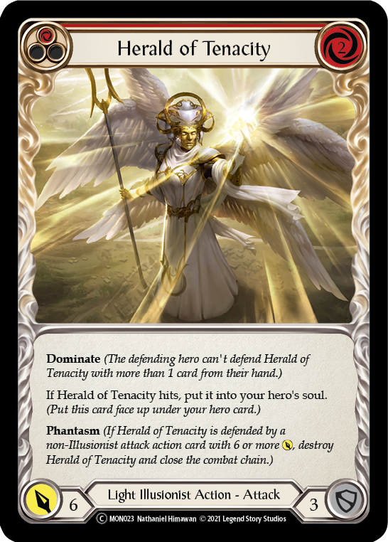 Herald of Tenacity (Red) | Common [Rainbow Foil] - Unlimited