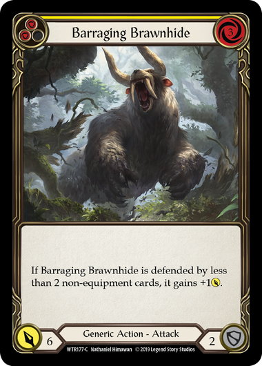 Barraging Brawnhide (Yellow) | Common [Rainbow Foil] - Alpha Print